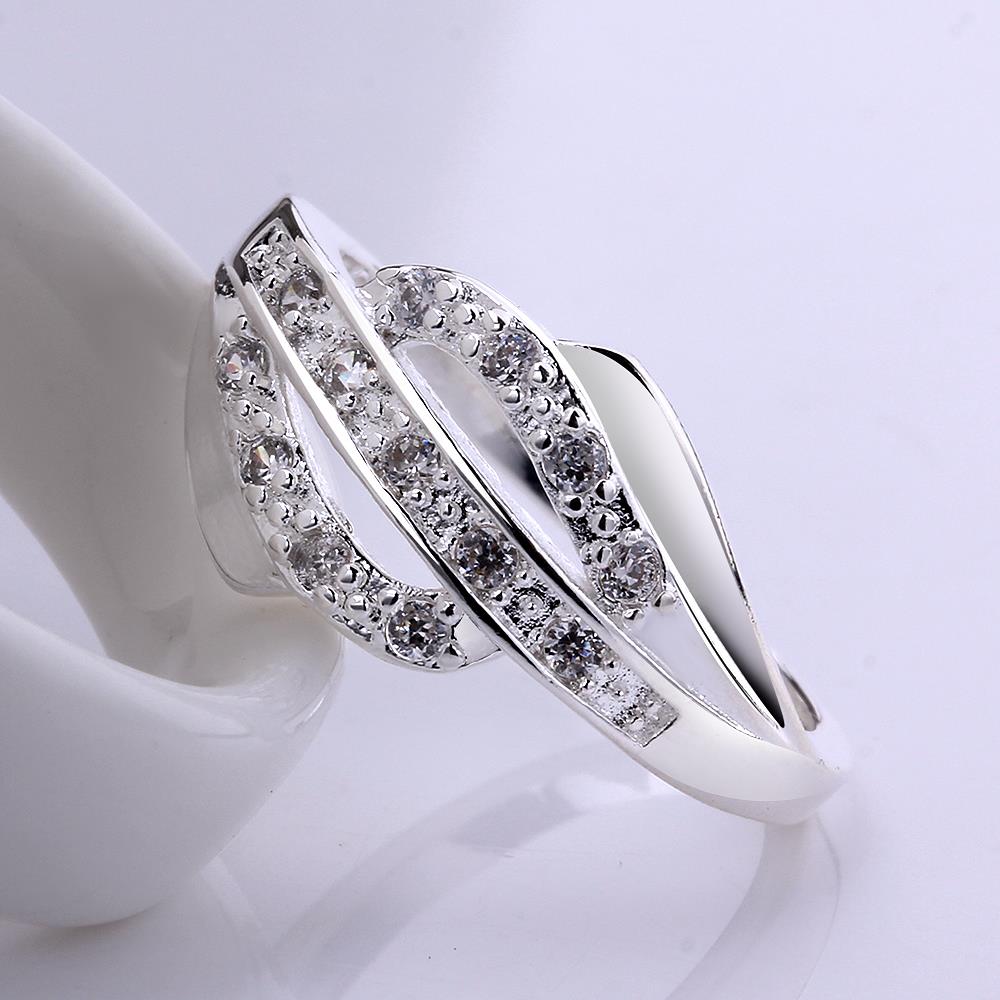 Wholesale Trendy rings from China Silver Geometric White CZ Ring for women Romantic Banquet Holiday Party wedding jewelry TGSPR280 2