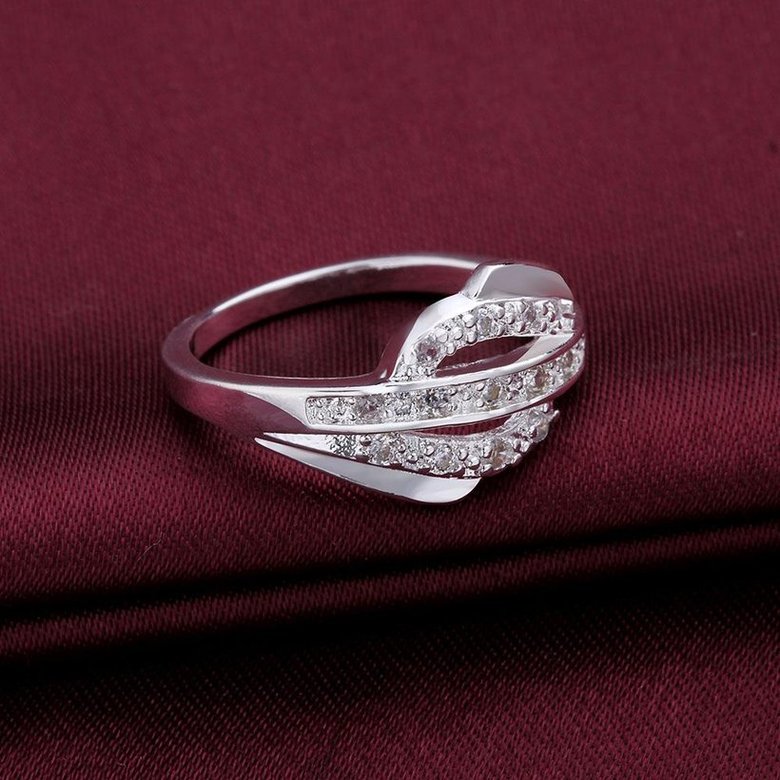 Wholesale Trendy rings from China Silver Geometric White CZ Ring for women Romantic Banquet Holiday Party wedding jewelry TGSPR280 3
