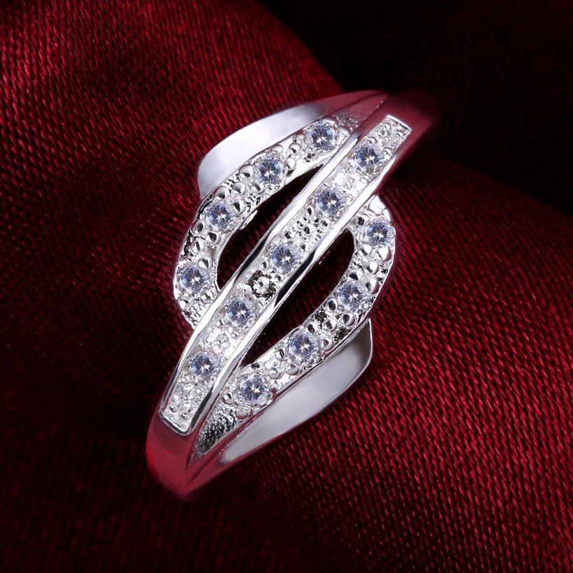 Wholesale Trendy rings from China Silver Geometric White CZ Ring for women Romantic Banquet Holiday Party wedding jewelry TGSPR280 5