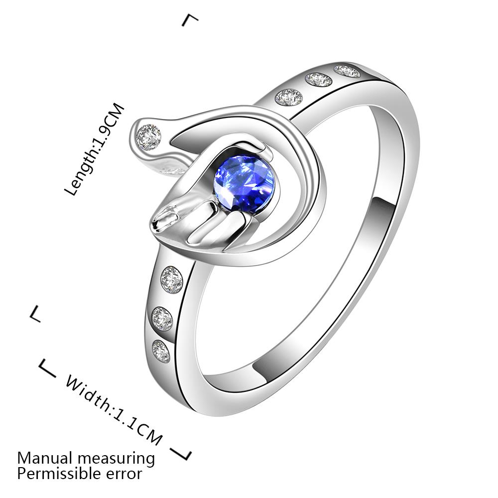 Wholesale Hot sale cheap Romantic Silver Ring Wedding Bands Jewelry Blue round Zircon Crystal Ring For Women Engagement jewelry TGSPR290 1