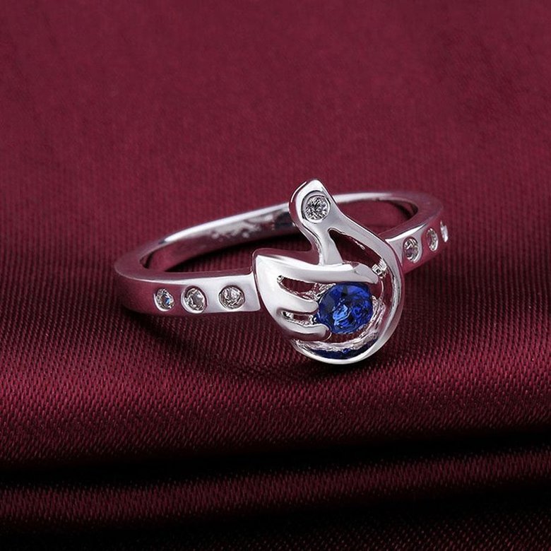 Wholesale Hot sale cheap Romantic Silver Ring Wedding Bands Jewelry Blue round Zircon Crystal Ring For Women Engagement jewelry TGSPR290 3