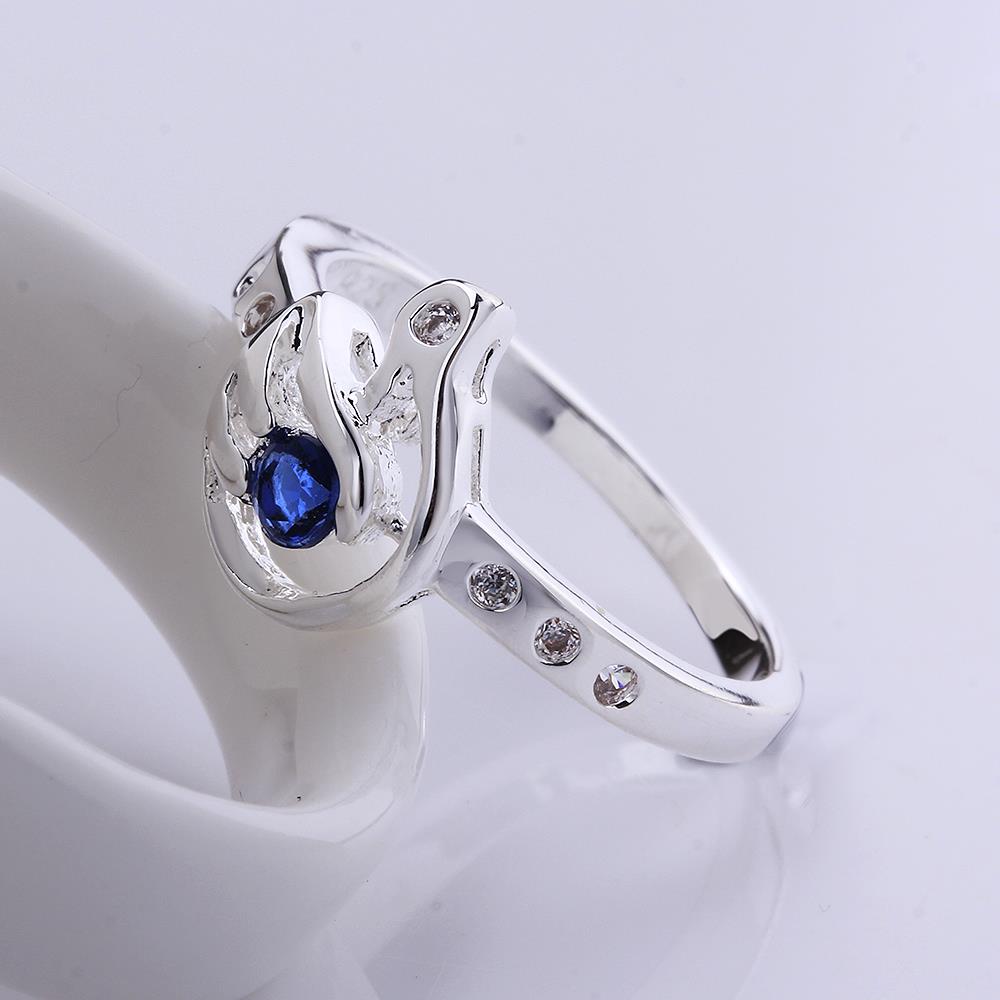 Wholesale Hot sale cheap Romantic Silver Ring Wedding Bands Jewelry Blue round Zircon Crystal Ring For Women Engagement jewelry TGSPR290 5