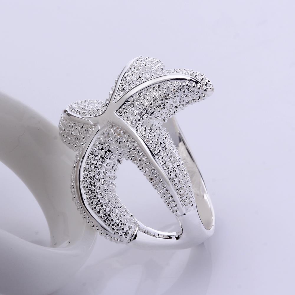 Wholesale Factory Price Silver plated Jewelry Paved Full White Zircon Stone Cute Seastar Rings best gift for Girls TGSPR310 5