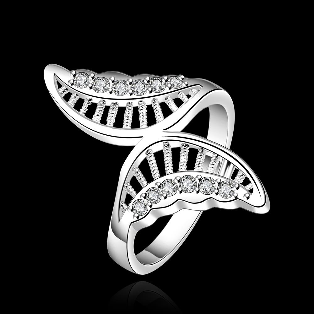 Wholesale Trendy hot sale Silver plated rings Moon White CZ Ring Special Beautiful Winding Shinning Rhinestone Fine Rings Girls/Women TGSPR337 0