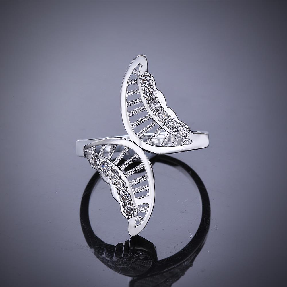 Wholesale Trendy hot sale Silver plated rings Moon White CZ Ring Special Beautiful Winding Shinning Rhinestone Fine Rings Girls/Women TGSPR337 4