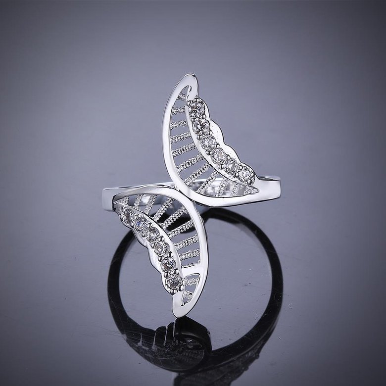 Wholesale Trendy hot sale Silver plated rings Moon White CZ Ring Special Beautiful Winding Shinning Rhinestone Fine Rings Girls/Women TGSPR337 4