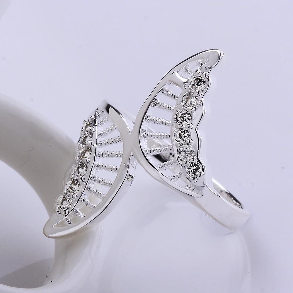 Wholesale Trendy hot sale Silver plated rings Moon White CZ Ring Special Beautiful Winding Shinning Rhinestone Fine Rings Girls/Women TGSPR337 5