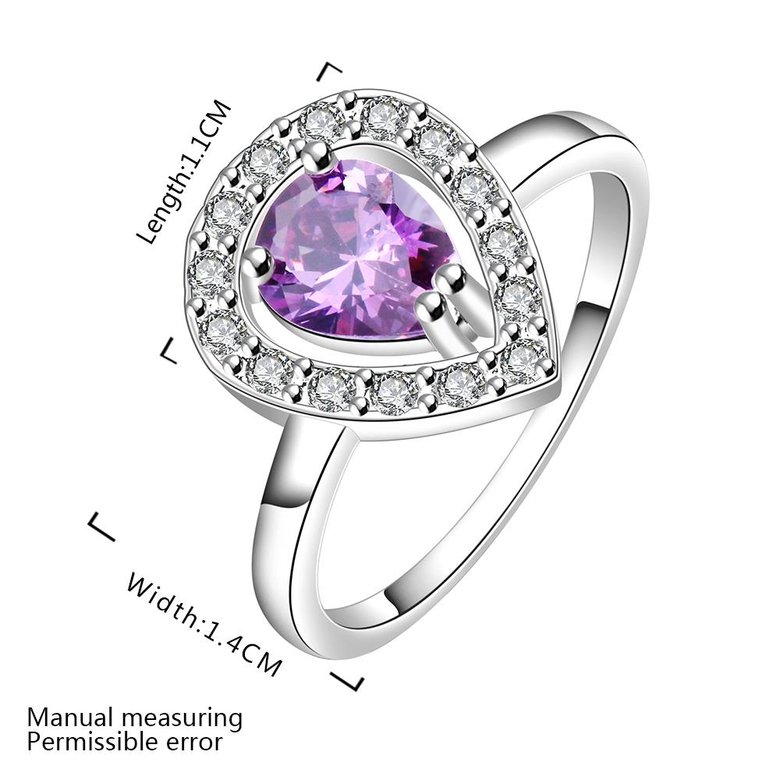 Wholesale New style silver plated rings Luxury Love Heart Ring purple Zircon Drop shipping Jewelry Saint Valentine's Day Girlfriend Gifts TGSPR346 1