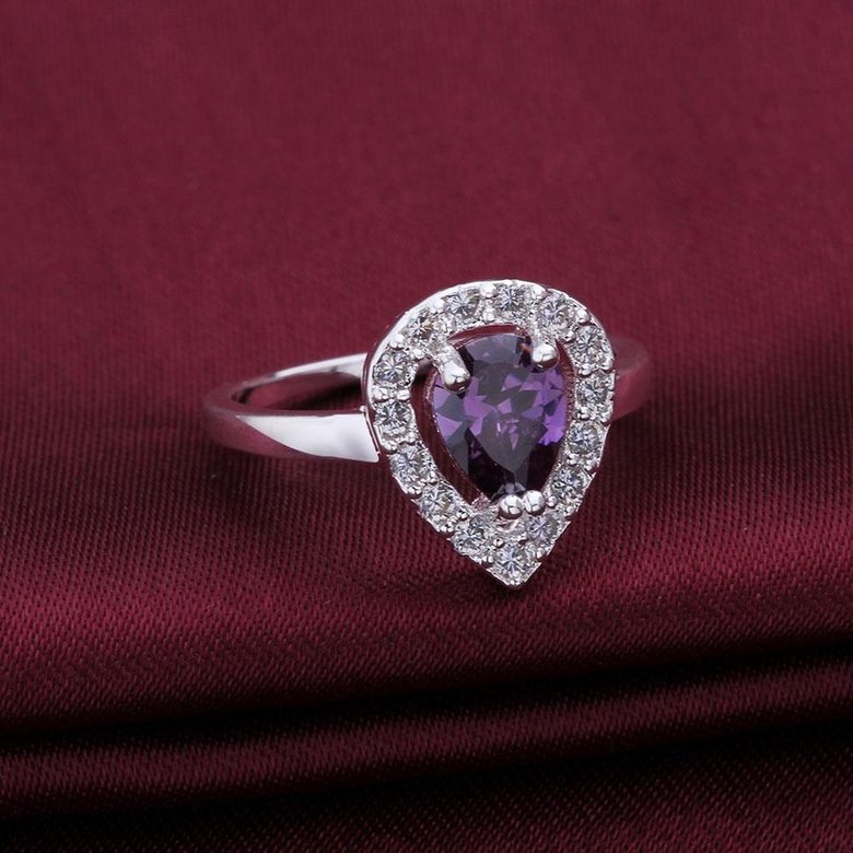 Wholesale New style silver plated rings Luxury Love Heart Ring purple Zircon Drop shipping Jewelry Saint Valentine's Day Girlfriend Gifts TGSPR346 3