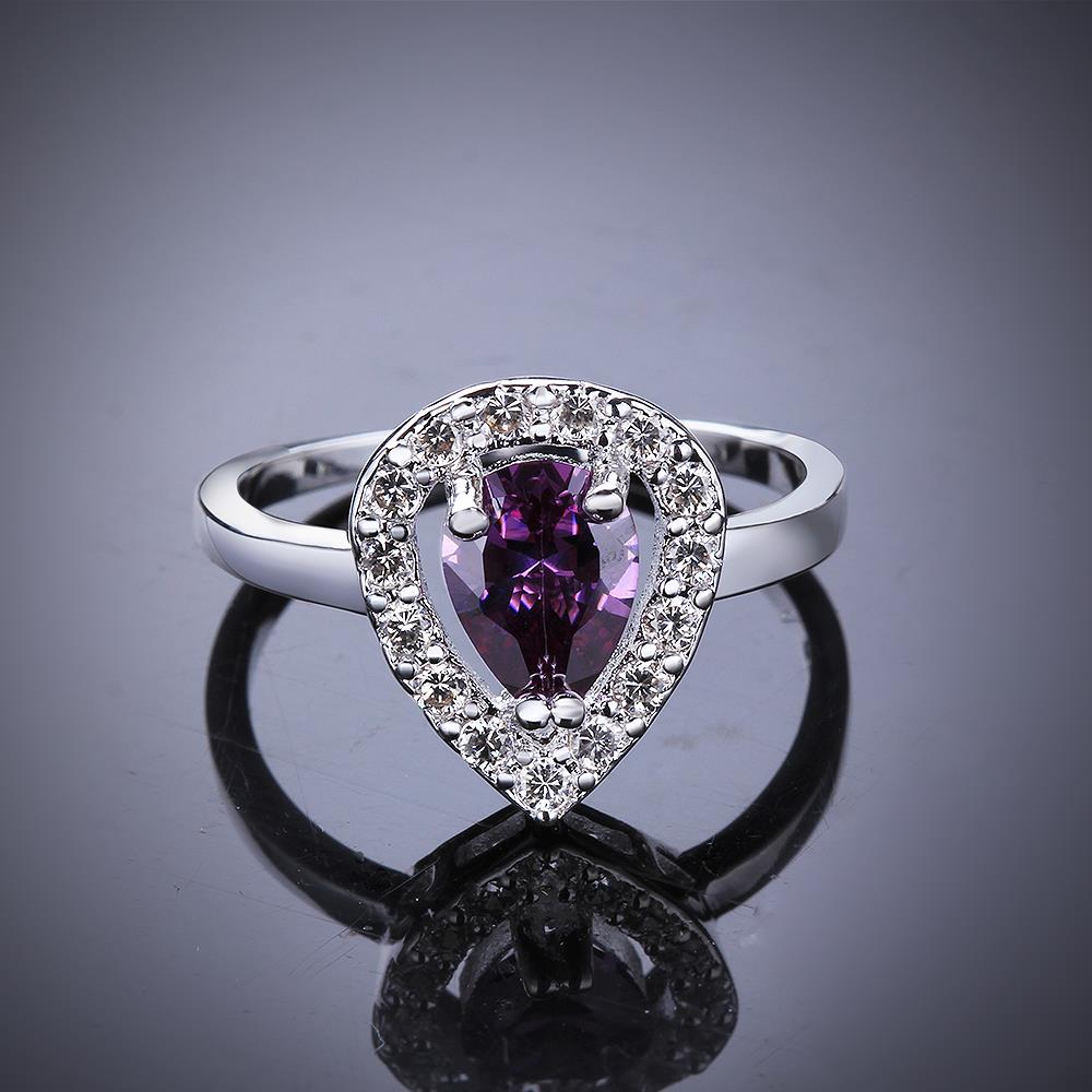 Wholesale New style silver plated rings Luxury Love Heart Ring purple Zircon Drop shipping Jewelry Saint Valentine's Day Girlfriend Gifts TGSPR346 4