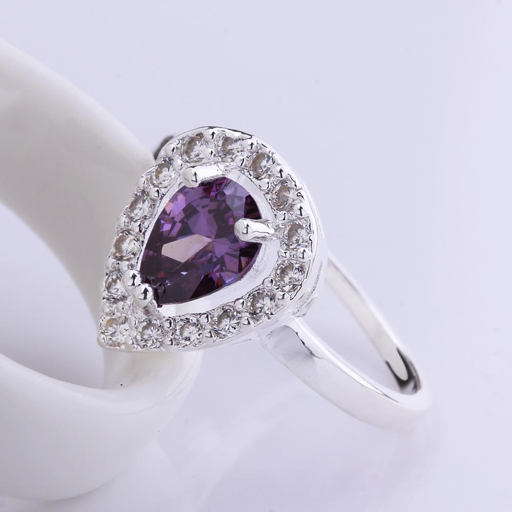 Wholesale New style silver plated rings Luxury Love Heart Ring purple Zircon Drop shipping Jewelry Saint Valentine's Day Girlfriend Gifts TGSPR346 5