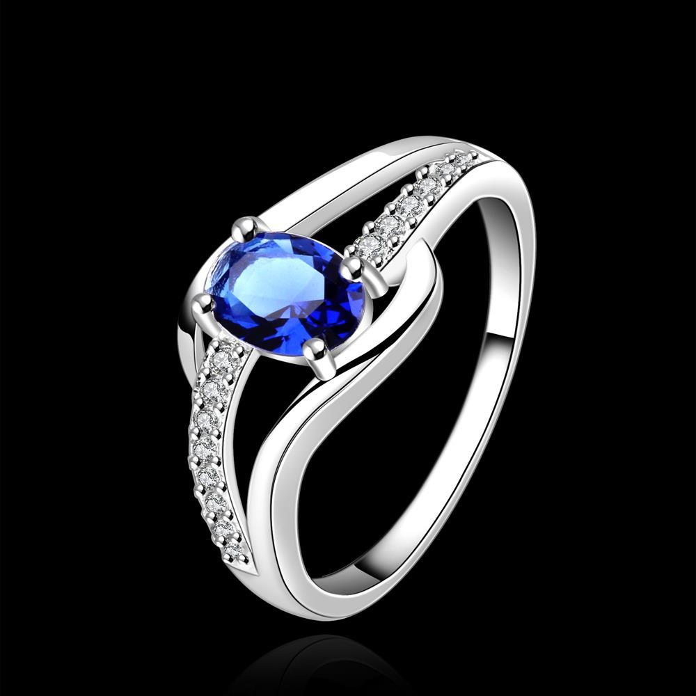 Wholesale Hot selling Romantic Women's Rings With Oval Cut AAA blue Zircon Ring banquet Wedding Gifts TGSPR398 0