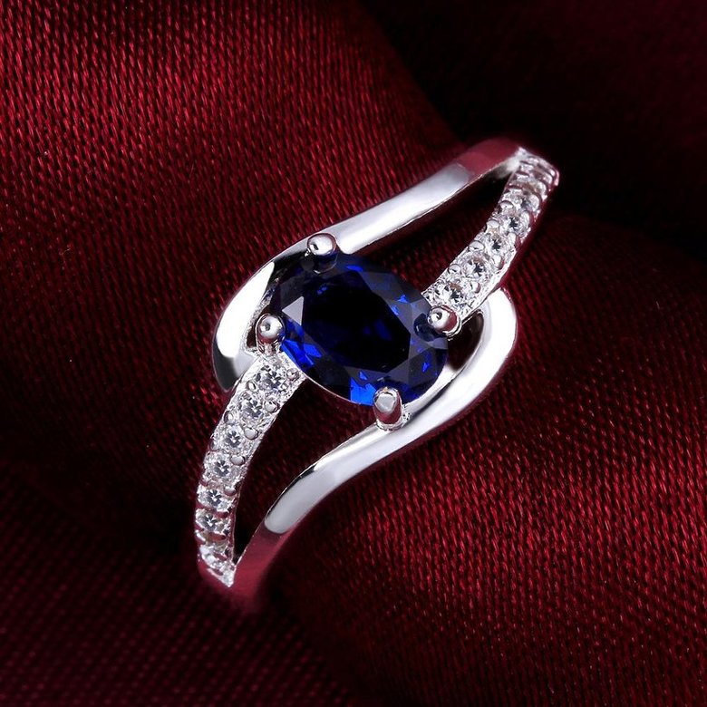 Wholesale Hot selling Romantic Women's Rings With Oval Cut AAA blue Zircon Ring banquet Wedding Gifts TGSPR398 2
