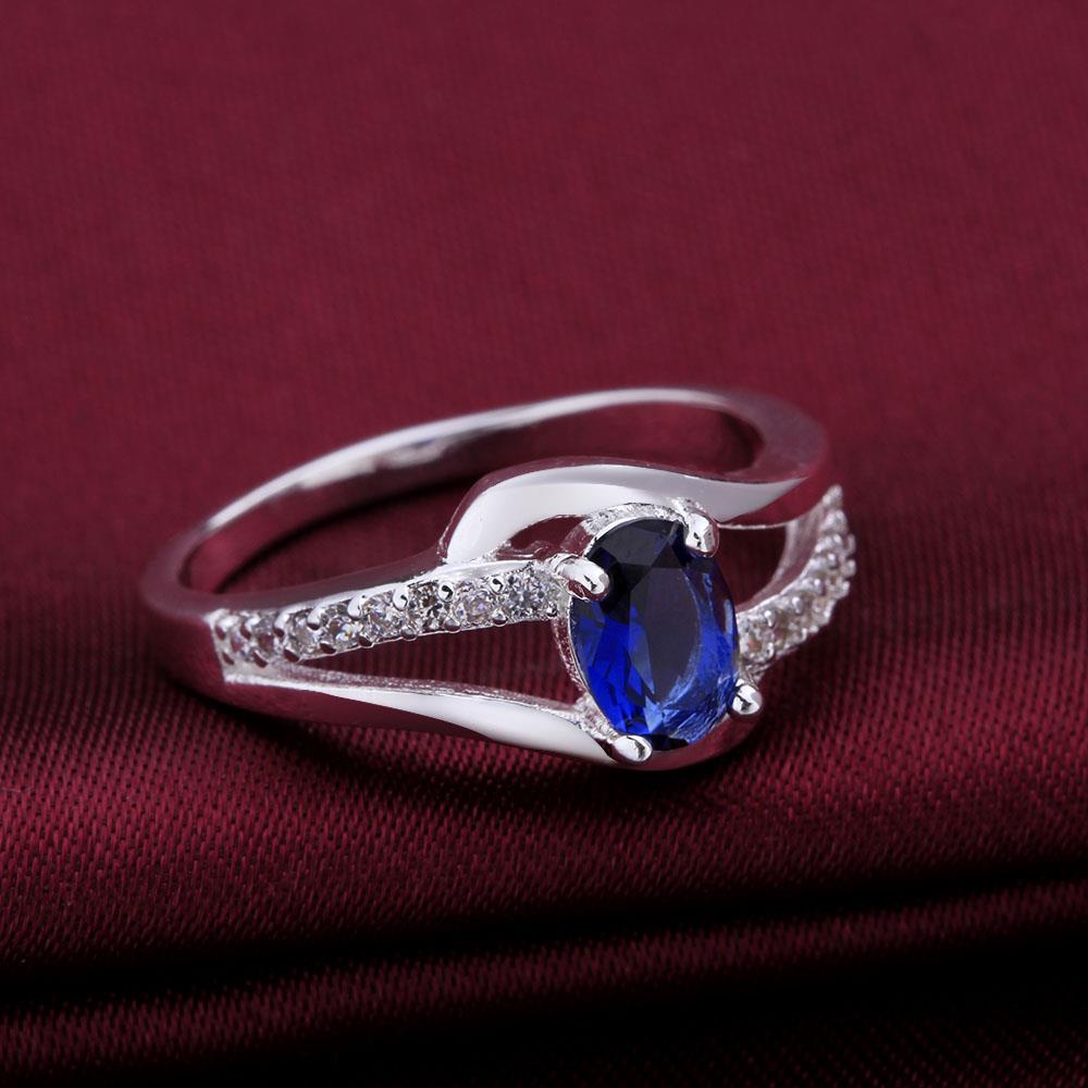 Wholesale Hot selling Romantic Women's Rings With Oval Cut AAA blue Zircon Ring banquet Wedding Gifts TGSPR398 3
