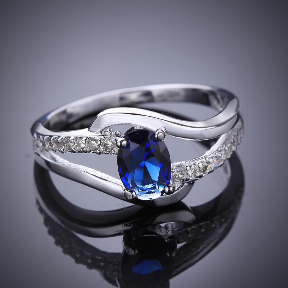 Wholesale Hot selling Romantic Women's Rings With Oval Cut AAA blue Zircon Ring banquet Wedding Gifts TGSPR398 4