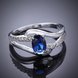 Wholesale Hot selling Romantic Women's Rings With Oval Cut AAA blue Zircon Ring banquet Wedding Gifts TGSPR398 4 small