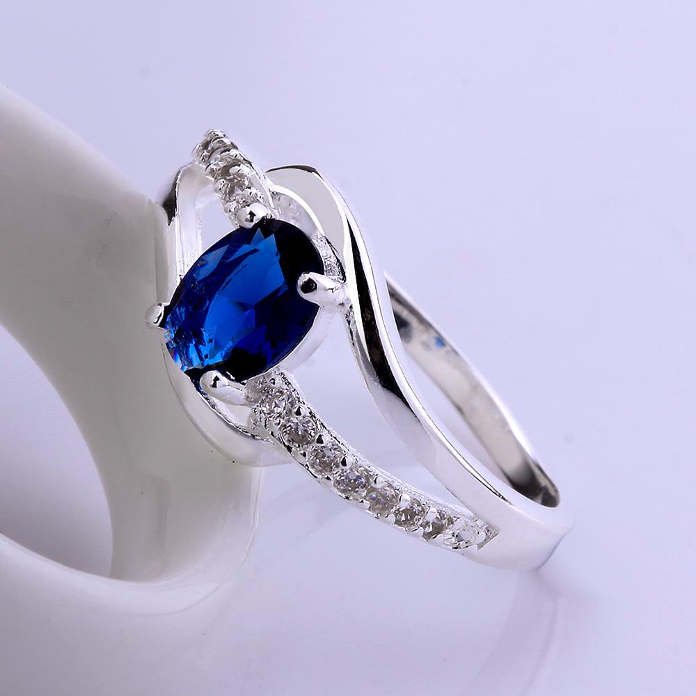 Wholesale Hot selling Romantic Women's Rings With Oval Cut AAA blue Zircon Ring banquet Wedding Gifts TGSPR398 5