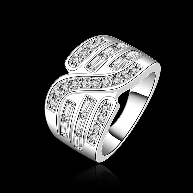 Wholesale jewelry big wide Silver plated rings Wedding Rings For Women With High Quality Zirconia Female Ring TGSPR447 0