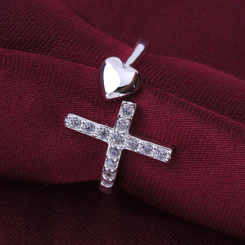 Wholesale Exquisite Silver Plated Ring for Women Eternity Christian Cross Ring New Fashion Party Gifts Jewelry TGSPR474 0