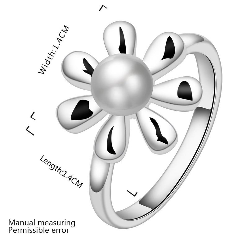 Wholesale Popular fashion silver plated Ring for Women Chrysanthemum Pearl Ring  Wedding Engagement Jewelry TGSPR478 1