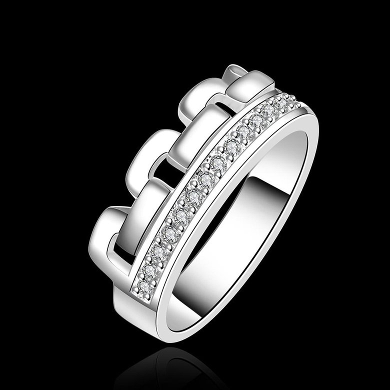 Wholesale Classic popular Zircon silver plated rings for Women Jewelry Crystal zircon Stone Engagement banquet party Ring  TGSPR488 0