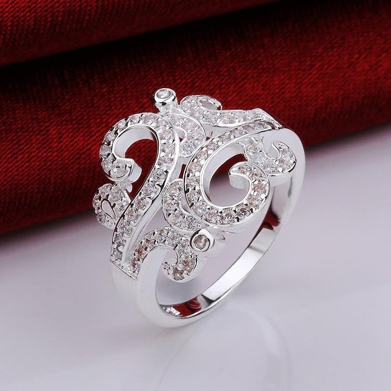 Wholesale Fashion Women Engagement Ring Jewelry Classic Lady flower vine Cubic Zirconia Wedding Rings for Female Wedding Anniversary Gift TGSPR517 1