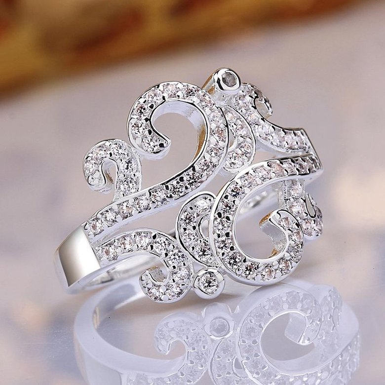 Wholesale Fashion Women Engagement Ring Jewelry Classic Lady flower vine Cubic Zirconia Wedding Rings for Female Wedding Anniversary Gift TGSPR517 3