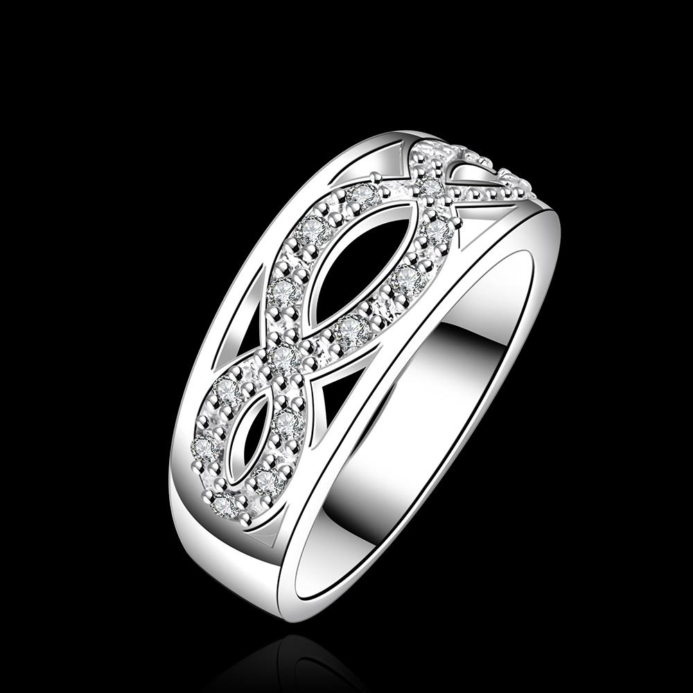 Wholesale Fashion Silver rings from China Infinity Love 8 shape CZ Finger Ring for Women Wedding Engagement Jewelry Gift TGSPR520 0
