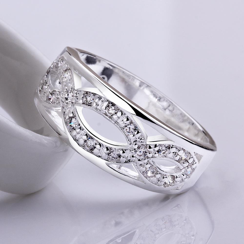 Wholesale Fashion Silver rings from China Infinity Love 8 shape CZ Finger Ring for Women Wedding Engagement Jewelry Gift TGSPR520 2