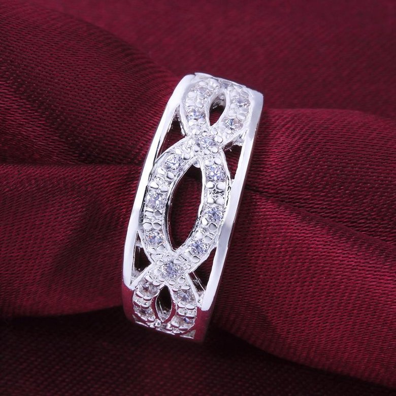 Wholesale Fashion Silver rings from China Infinity Love 8 shape CZ Finger Ring for Women Wedding Engagement Jewelry Gift TGSPR520 3