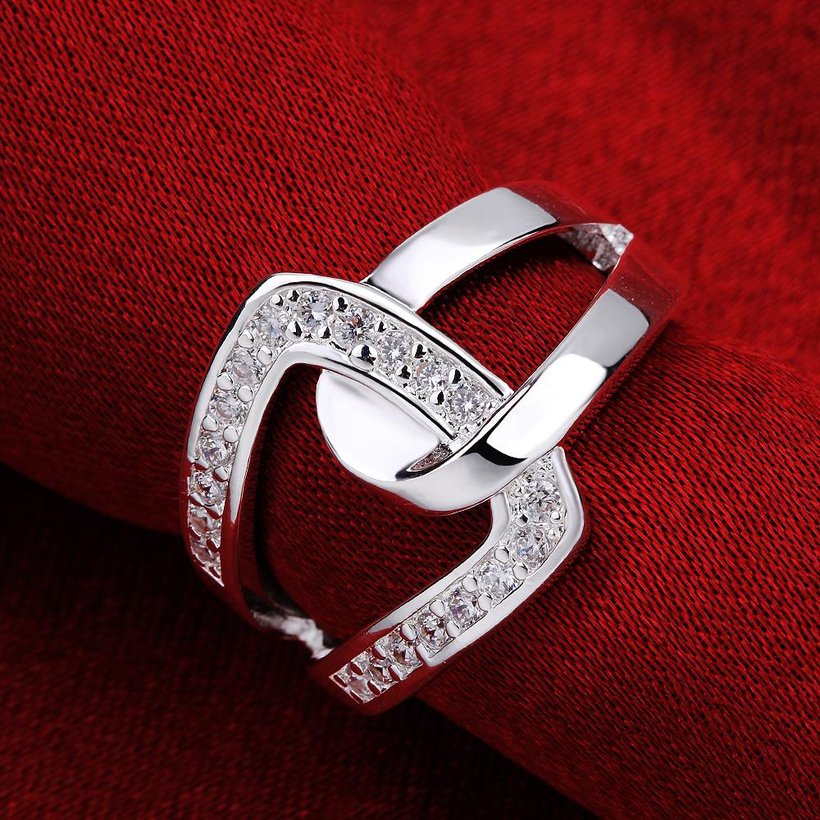 Wholesale Trendy Europe Style White CZ Ring Brand Fashion Jewelry Cubic Zircon Crystal Engagement Wedding Rings For Women TGSPR015 2