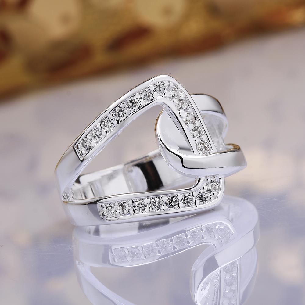 Wholesale Trendy Europe Style White CZ Ring Brand Fashion Jewelry Cubic Zircon Crystal Engagement Wedding Rings For Women TGSPR015 4
