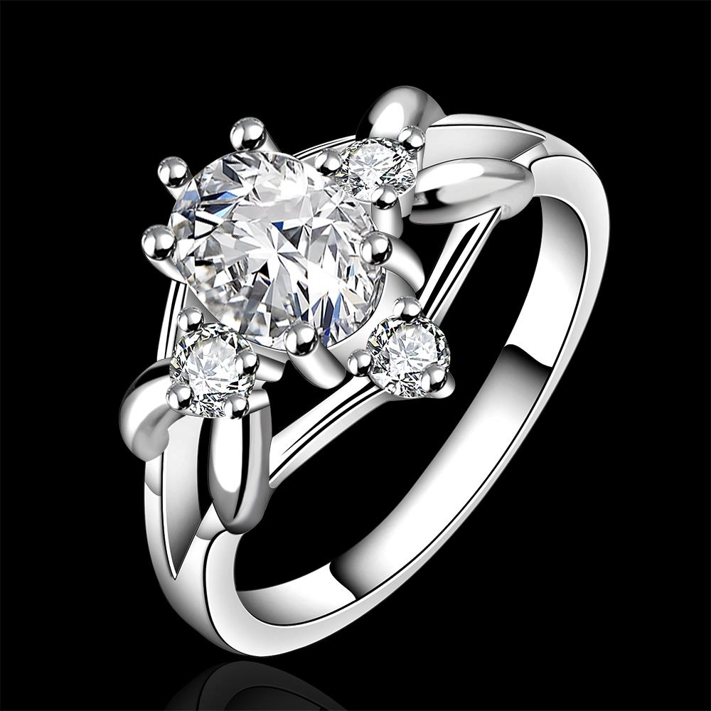Wholesale Trendy Romantic Classical Female AAA Crystal white Zircon Stone Ring Silver color Finger Ring Promise Engagement Rings for Women TGSPR578 0