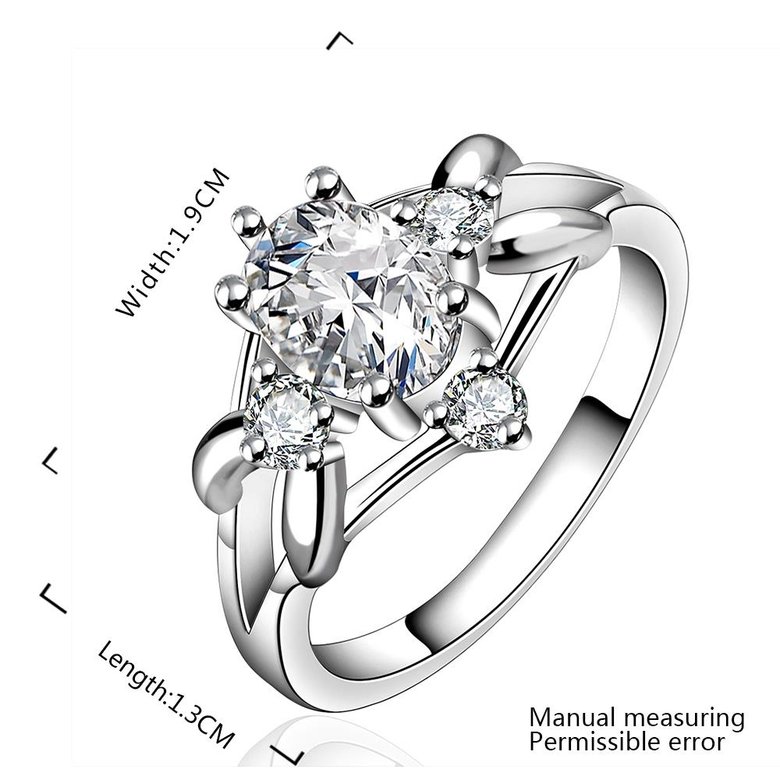 Wholesale Trendy Romantic Classical Female AAA Crystal white Zircon Stone Ring Silver color Finger Ring Promise Engagement Rings for Women TGSPR578 1
