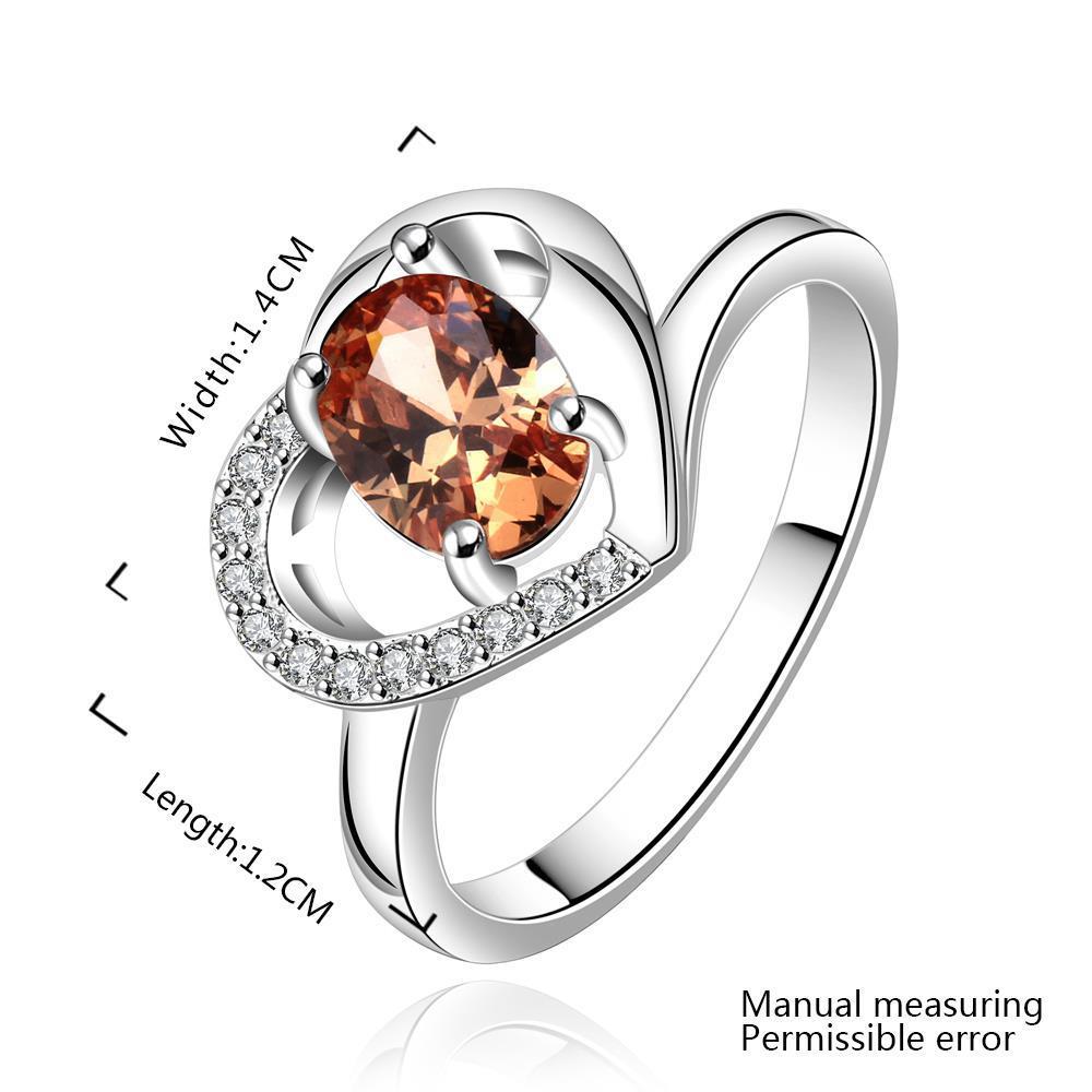 Wholesale Classic Popular Mother's Day Gift orange Zircon Heart Ring Silver plated Fashion Love Heart Rings For Women Wedding Fine Jewelry TGSPR583 1