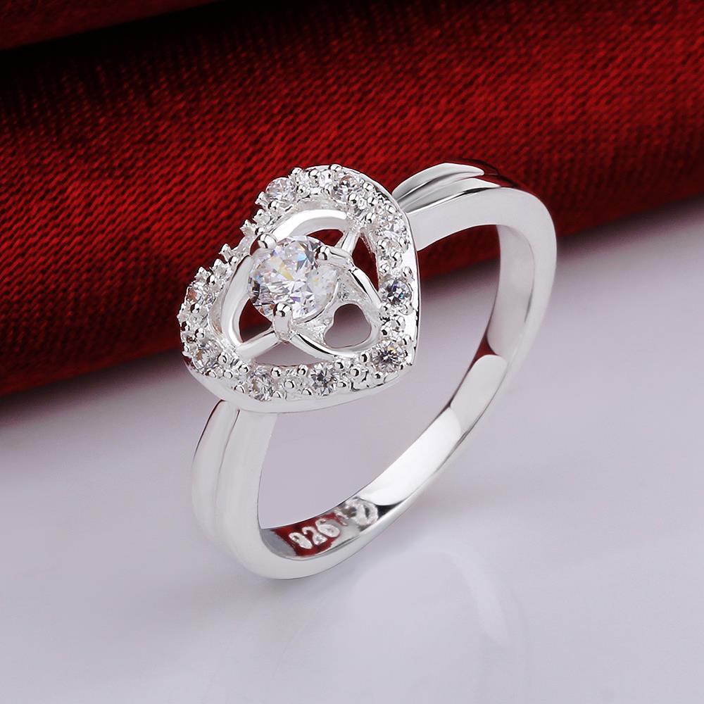 Wholesale Popular Mother's Day Gift white Zircon Heart Ring Silver plated Fashion Love Heart Rings For Women Wedding Fine Jewelry TGSPR599 2