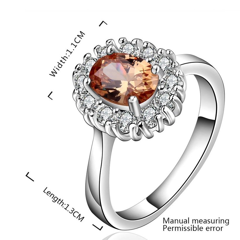 Wholesale Luxury Brand Women Engagement Wedding jewelry silver Oval Topaz Yellow Cubic Zirconia Ring TGSPR645 0