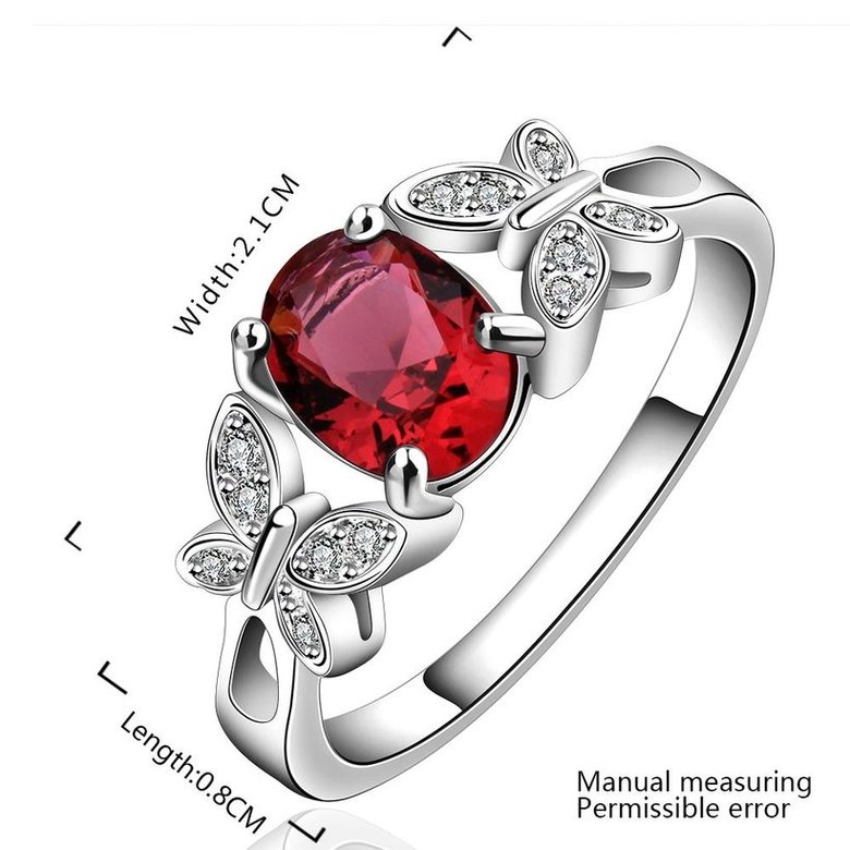 Wholesale Red Zircon Stone butterfly Rings For Women Vintage Silver Color Promise Love Engagement Ring Luxury Bridal Wedding Jewelry TGSPR652 1