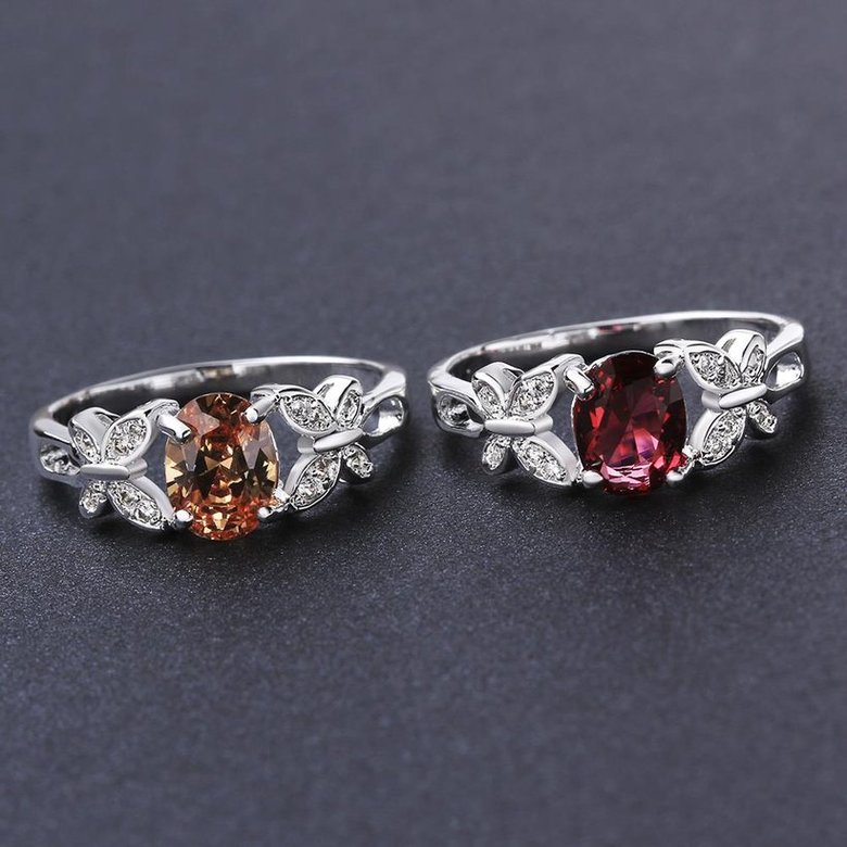 Wholesale Red Zircon Stone butterfly Rings For Women Vintage Silver Color Promise Love Engagement Ring Luxury Bridal Wedding Jewelry TGSPR652 2