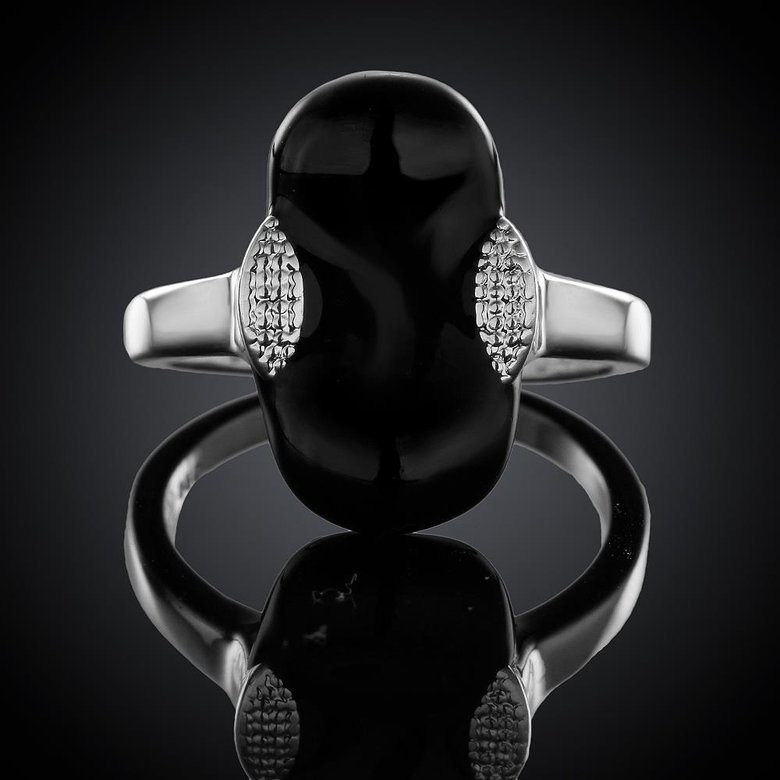 Wholesale Punk Style Personality Exaggeration European Lovers' Black White Color Oiled Geometric Ring Jewelry TGSPR686 2