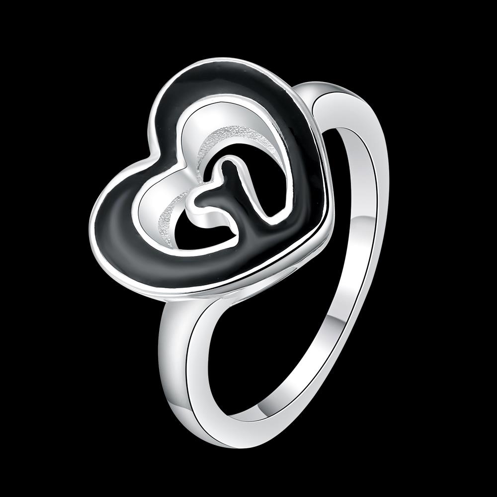 Wholesale Romantic Punk Style Personality Exaggeration European Lovers' Black White Color Oiled heart Ring Jewelry TGSPR705 0