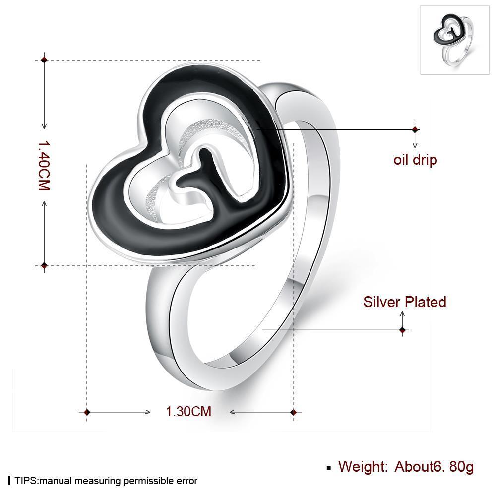 Wholesale Romantic Punk Style Personality Exaggeration European Lovers' Black White Color Oiled heart Ring Jewelry TGSPR705 1