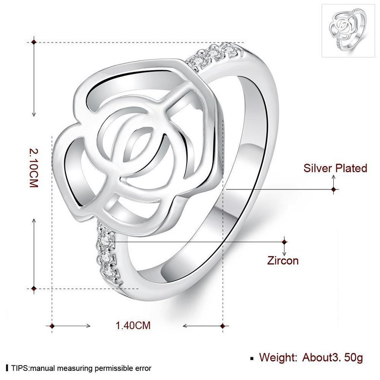 Wholesale New Design Hollow Rose Flower Finger Rings for Women Silver Wedding engagement party jewelry Ring Gift TGSPR029 1