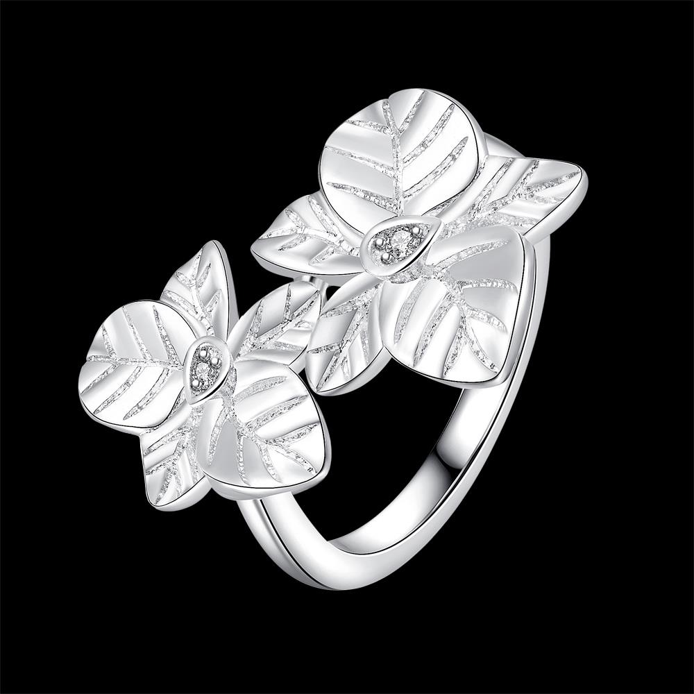 Wholesale Elegant Flower Bling Zircon Stone Plant Rings for Women Cute Wedding Engagement Fashion Party Ring Jewelry  TGSPR036 0