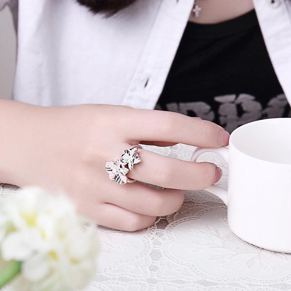 Wholesale Elegant Flower Bling Zircon Stone Plant Rings for Women Cute Wedding Engagement Fashion Party Ring Jewelry  TGSPR036 5