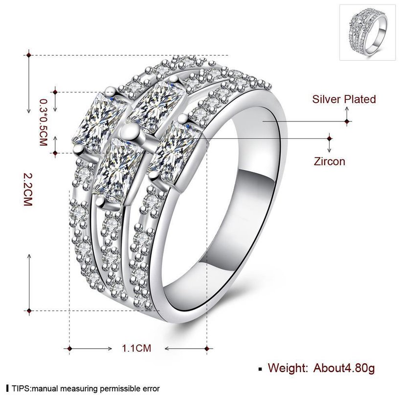 Wholesale Wholeale rings from China luxury Multilayer Hollow Big Rings Silver Color Cubic Zirconia Inlay Wedding Women Rings Jewelry TGSPR047 1