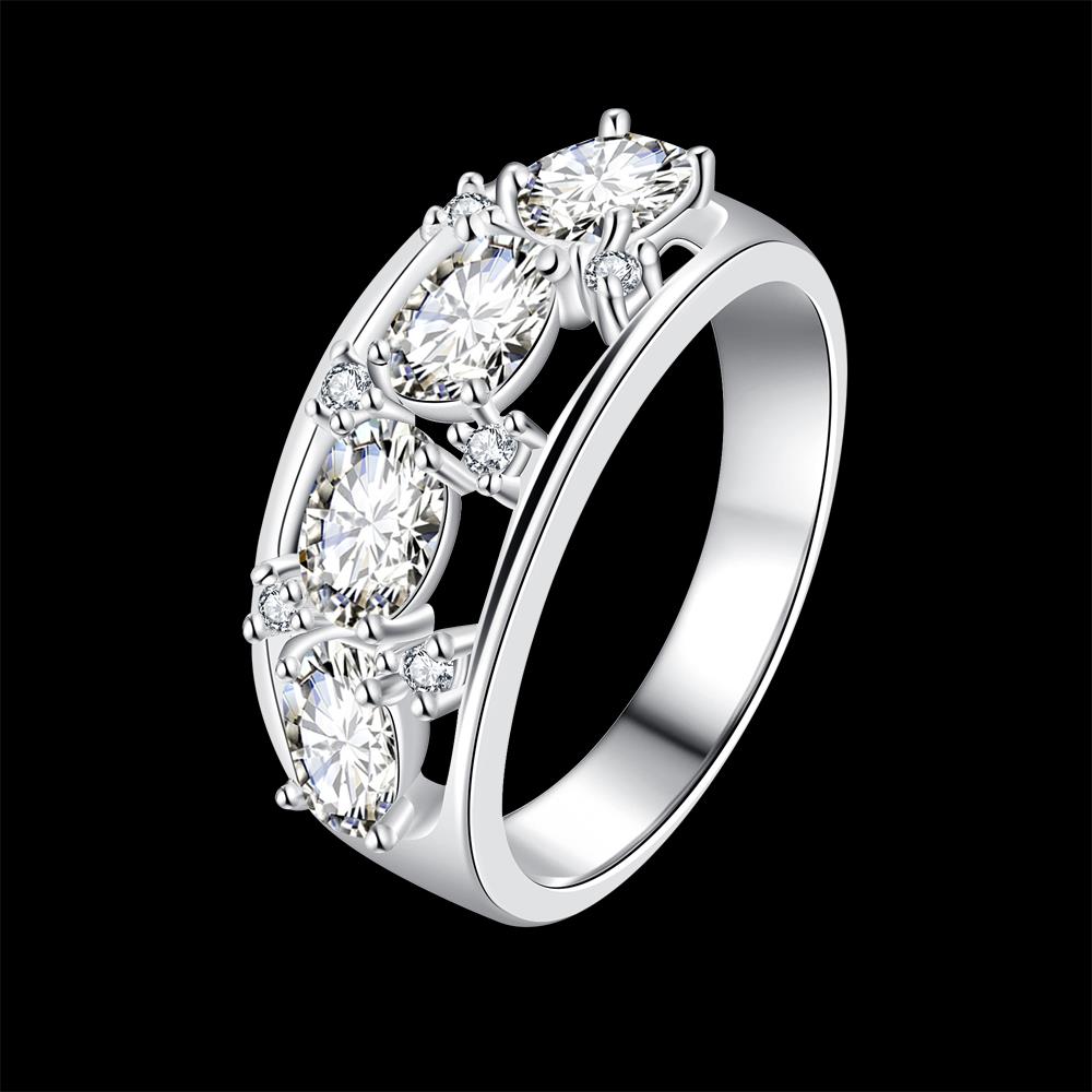 Wholesale High-Grade Silver white Concise Wedding Rings for Women Clear Cubic Zirconia Jewelry Gift for Wedding Party TGSPR050 0
