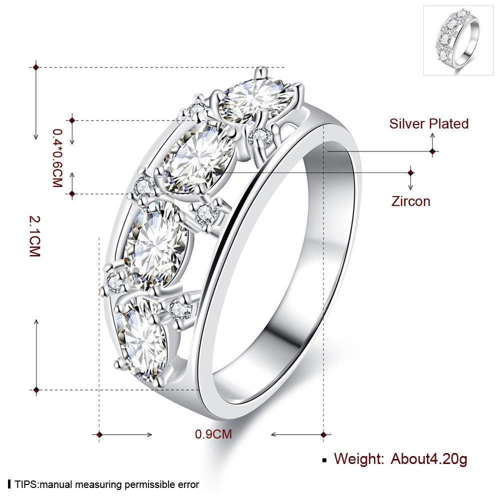Wholesale High-Grade Silver white Concise Wedding Rings for Women Clear Cubic Zirconia Jewelry Gift for Wedding Party TGSPR050 1