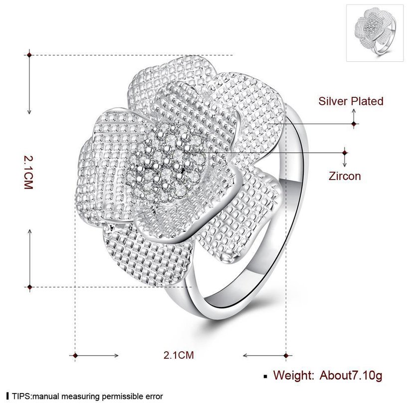 Wholesale New Style Famous Brand Jewelry Big Flower Shape Cubic Zirconia silver Finger Rings For Women Evening Party jewelry TGSPR052 1