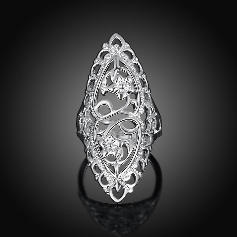 Wholesale Hot sale rings China Vintage Rhinestone Rings For Women Silver Color Hollow Big Ring Wedding Party Jewelry TGSPR060 2